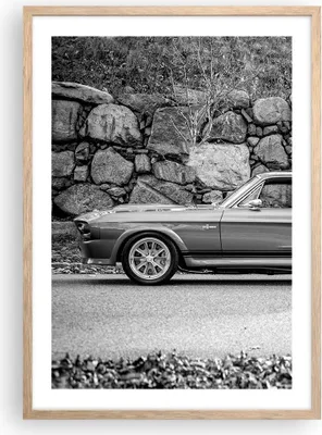 Produktbild von Gerahmtes Poster - Rahmen in heller Eiche - Auto Ford Mustang - 50x70 cm - Wand Bild - Wanddeko - Wandbilder - Kunstposter - Wandposter - Bilderrahmen - Bilder - Kunstdruck - P2NPA50x70-5011