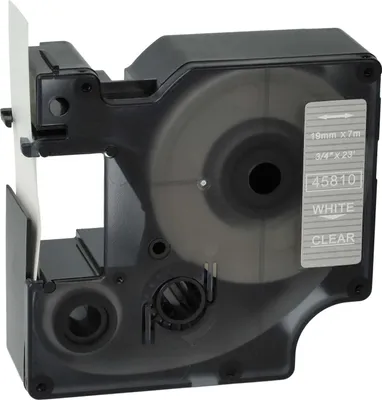 Produktbild von vhbw Schriftband-Kassette kompatibel mit Dymo LabelManager 420P, 400, 450, 300, 200, 350, 360D, 350D Etiketten-Drucker 7m x 19mm Weiß auf Transparent