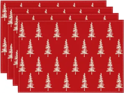 Produktbild von Weihnachtliche Platzsets mit rotem Tannenbaummuster, 30 x 45 cm, für Winter, Küche und Partydekoration