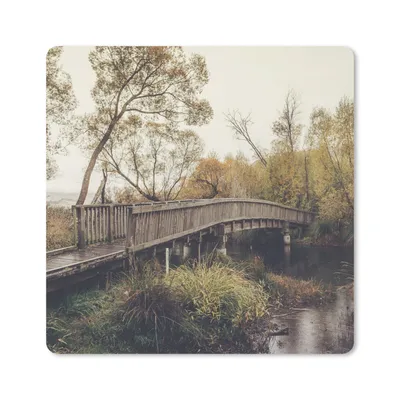 Produktbild von MuchoWow® Mauspad Mousepad Herbst - Brücke - Bäume 30x30 cm - Mousepads - Maus Mat - Pad - Mausunterlage - Gaming