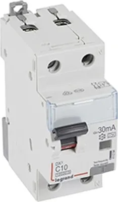 Image de Disjoncteur Legrand FI/LS, type A, 10 kA, C 10 A, 1 pôle + N, 30 mA, 2 TE, 1 pièce.