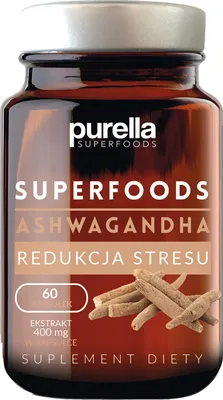 Imagen del producto de Purella, suplemento alimenticio de Ashwagandha, 60 cápsulas.