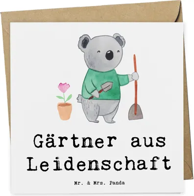Produktbild von Mr. & Mrs. Panda Grußkarte Gärtner Leidenschaft - Weiß - Geschenk, anlasskarte, Gärtnerei, Gartenbau, Klappkarte, Witzig, Spruch, Glückwunschkarte, doppelkarte, faltkarte
