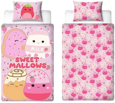 Produktbild von Unyqoos® Squishmallows Wendebettbezug – doppelseitig, für 1 Person (140 x 200 cm), 50% Baumwolle/50% Polyester
