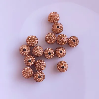 Produktbild von Shamballa Perlen, glitzer, 10 mm, 10 Stück, Rosegold
