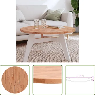 Produktbild von The Living Store Tischplatte Ø80x2,5 cm Rund Massivholz Buche