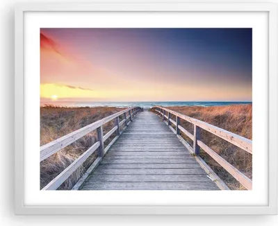 Produktbild von Gerahmtes Poster - Weißer Rahmen - Weg Meer Brücke - 50x40 cm - Wand Bild - Wanddeko - Wandbilder - Kunstposter - Wandposter - Bilderrahmen - Bilder - Kunstdruck - Wanddekoration - P2WAA50x40-4948