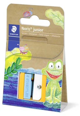 Produktbild von STAEDTLER Noris junior 514 10 Spitzer Blisterkarte mit 1 Spitzer Türkis-Sonnengelb