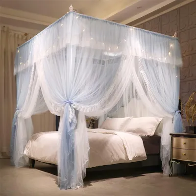 Himmelbett mit Rüschen, Moskitonetz, doppellagig, 120x200x210 cm, grau/weiß