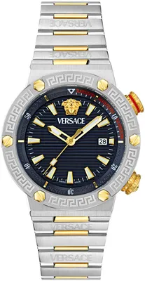Produktbild von Versace VE8G00424 Greca Logo Diver 10 ATM blau silber gold Herren Uhr NEU