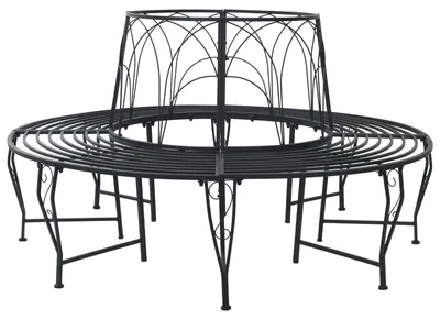 Zdjęcie produktu dla Ławka ogrodowa vidaXL, 8 miejsc, Ø 160 x 89 cm, stalowa, czarna, okrągła