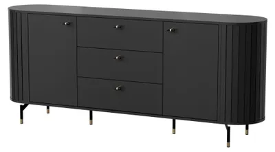 Obrázok produktu pre Selsey Zante - 2-dverový príborník s 3 zásuvkami, čierny, 190 cm
