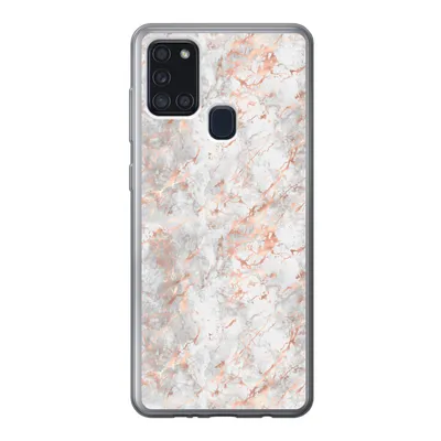 Produktbild von MuchoWow® Handyhülle Schutzhülle Hülle für Samsung Galaxy A21s Roségold - Marmor - Weiß - Gemustert Silikon Softcase Handy Hülle - Hartschale