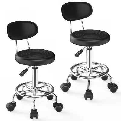 Image de Tabouret de bar - Tabouret - Tabourets - Chaise de cuisine - Tabouret pivotant - Lot de 2 avec dossier - Revêtement en similicuir PU