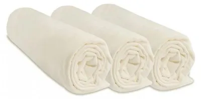 Imagen del producto de Ibenzoa® Juego de 3 sábanas bajeras elásticas para cuna y moisés, 70 x 160 cm, 100% algodón, borde elástico, color crema