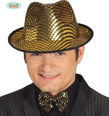 Produktbild von Goldener Gangster Hut mit Pailletten für Herren