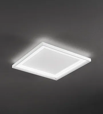 Obrázek produktu pro Čtvercové LED stropní svítidlo z matně bílého kovu, 40 W, 3000 K, moderní minimalistický design, 50 x 50 cm – Perenz