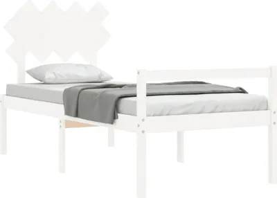 Produktbild von vidaXL Seniorenbett mit Kopfteil Weiß Massivholz