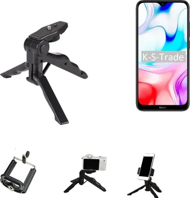 Produktbild von K-S-Trade Stativ Tisch-Ständer Dreibein Handy-Stativ Ständer kompatibel mit Xiaomi Redmi 8 Mini-Stativ Smartphone Tripod Handy-Stativ aus Plastik