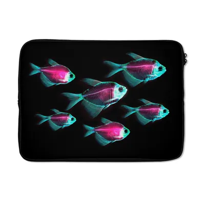 Produktbild von MuchoWow® Laptop Hülle 14 ZollFisch - Lila - Blau Laptoptasche - Laptoptasche - Stoßsicher - Schutzhaube