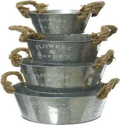 Produktbild von Pflanztopf Blumentopf Übertopf  "Flower & Garden" Zink 4er Set rund