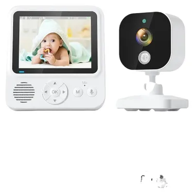 Image de Babyphone, transmission audio et vidéo sans fil, vision nocturne, blanc