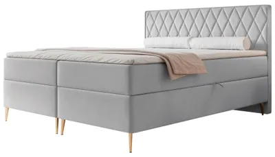 Produktbild von Selsey Caresso - Boxspringbett 160x200, Bonellmatratze, Topper, Velours, taubengrau