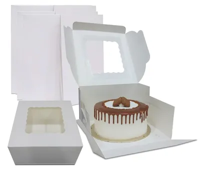 10er-Pack Tortenboxen aus stabiler Pappe mit Sichtfenster, 25,4 cm