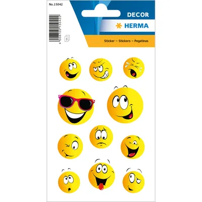 Produktbild von HERMA Sticker DECOR "Happy Face" 3 Blatt à 11 Sticker