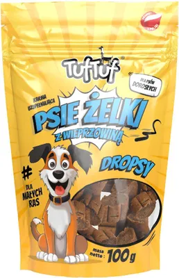 Produktbild von Tuftuf | Hundegelees Drops - 80g - Weiche Textur - Schweinefleischsnacks - Trainingssnacks für Hunde