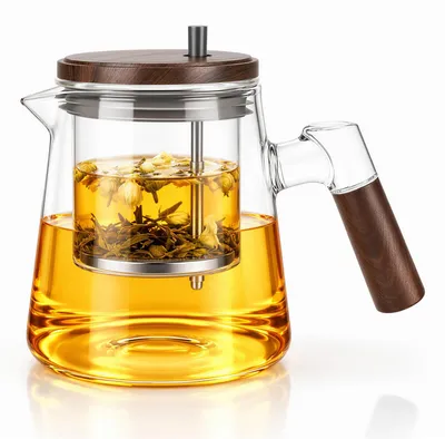 Glas Teekanne mit Sieb, 650 ml, für losen Tee