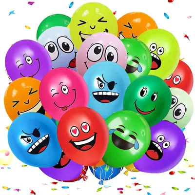 Image de Elzusha - Lot de 200 ballons en forme de sourire pour les fêtes
