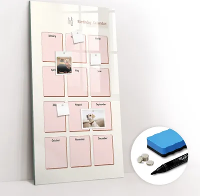 Produktbild von Magnetpinnwand Memoboard - Zubehörsatz - Schwarzer Marker + Schwamm + Magnete - 60 x 120 cm - Geburtstagskalender