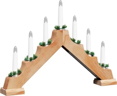 Produktbild von Weihnachtskerzenbrücke mit 7 LEDs Braun 39,5 x 5 x 29 cm