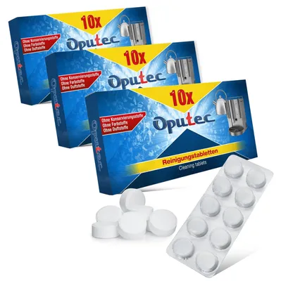 Produktbild von Oputec 30 Stück Reinigungstabletten für Kaffeevollautomaten Kaffeemaschinen Espressomaschinen: 3 x 10 Entfetter-Tabletten á 2g mit hygienischer Einzelentnahme - Kompatibel zu Jura, Siemens, Saeco u.v.m.