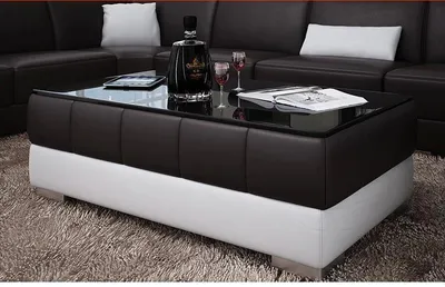 Zdjęcie produktu dla Designer Couchtisch Polster Tisch Leder Glas Moderner Tisch Glastische