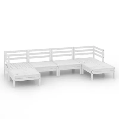Produktbild von 6-tlg. Garten-Lounge-Set Weiß Massivholz Kiefer