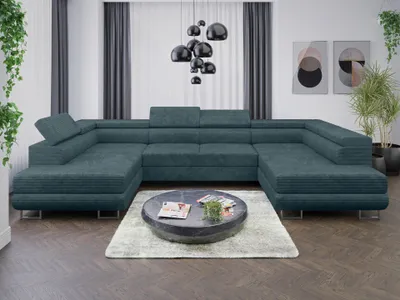 Produktbild von Sofa Couchgarnitur Sofagarnitur ALMA U im Cord Stoff mit Schlaffunktion und Bettkasten Wohnlandschaft Couch Polsterecke Eckcouch Polstergarnitur