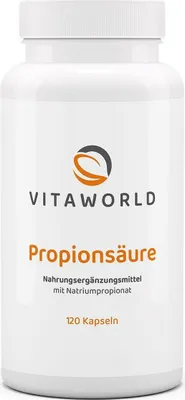 Produktbild von Vitaworld Propionsäure 500 mg | 120 Kapseln | hochreines Natriumpropionat | vegan