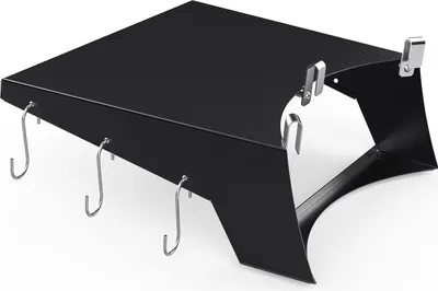 Produktbild von Grilltisch Beistelltisch 57 cm, Stahl Ablageregistrierung mit Edelstahl Haken, korrosionsbeständig, für Garten