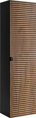 Produktbild von BADEZIMMERSCHRANK, Mattschwarz / Gold Craft Eiche, 35 x 136 x 27 cm, schwarze Griffe
