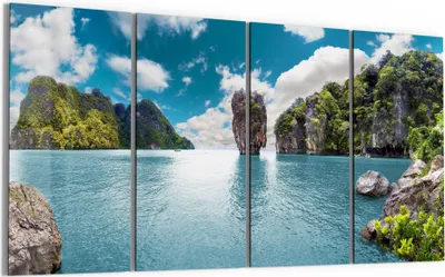 Produktbild von DEQORI Glasbild Echtglas 4x30x60 cm 'Paradiesisches Thailand' Wandbilder XXL groß