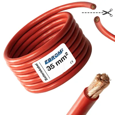Produktbild von Batteriekabel Aderleitung ROT H07V-K  35 mm² - KFZ Batterie Kabel 100% OFC Kupfer - Schnitt - Meterware nach Ihren Wünschen - 35mm2