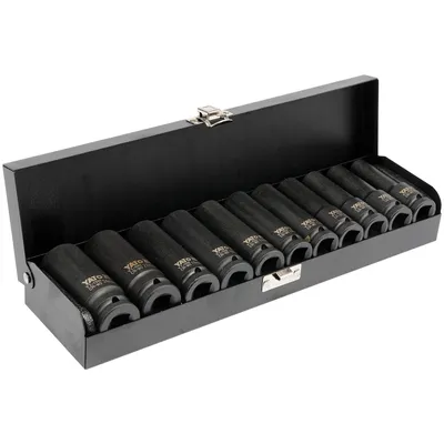 Produktbild von Yato Schlag‑Steckschlüsselsatz lang 11‑tlg | 1/2' (12,7 mm) CrMo SCM‑440 | AS‑DRIVE System | Stecknuss‑Set für Kfz, Werkstatt & Industrie