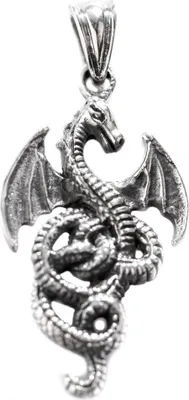 Produktbild von Drache Schmuck Anhänger 925er Silber - Drachen - 30x14mm