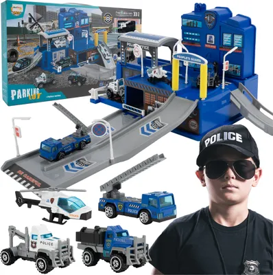 Produktbild von Policejní parkoviště MalPlay Vícepatrové parkoviště, 3x auto a vrtulník, policejní souprava, 2 patra, garáž pro děti od 3 let,