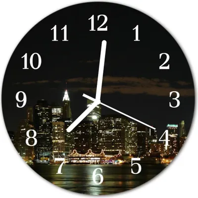 Produktbild von Glasuhr Wanduhr Küchenuhr Echt-Glas 30fi cm Skyline schwarz