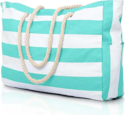 Image de Sac de plage XXL Femme Tote Bag Shopper Sac de bain Sac à main Cyan