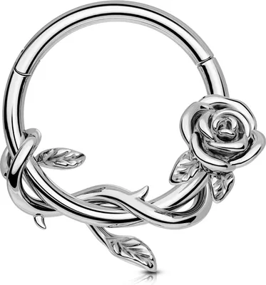 Imagen del producto de Piercing para el tabique nasal, con diseño floral dorado, de 10 mm