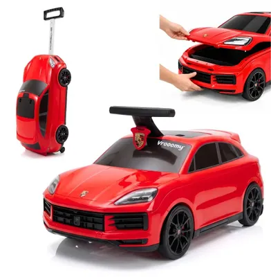 Produktbild von Porsche Cayenne 3-in-1-Rutschauto & Koffer - 1 bis 3 Jahre - Multifunktionales Laufauto für Kinder - Handgepäck 12L - Rot